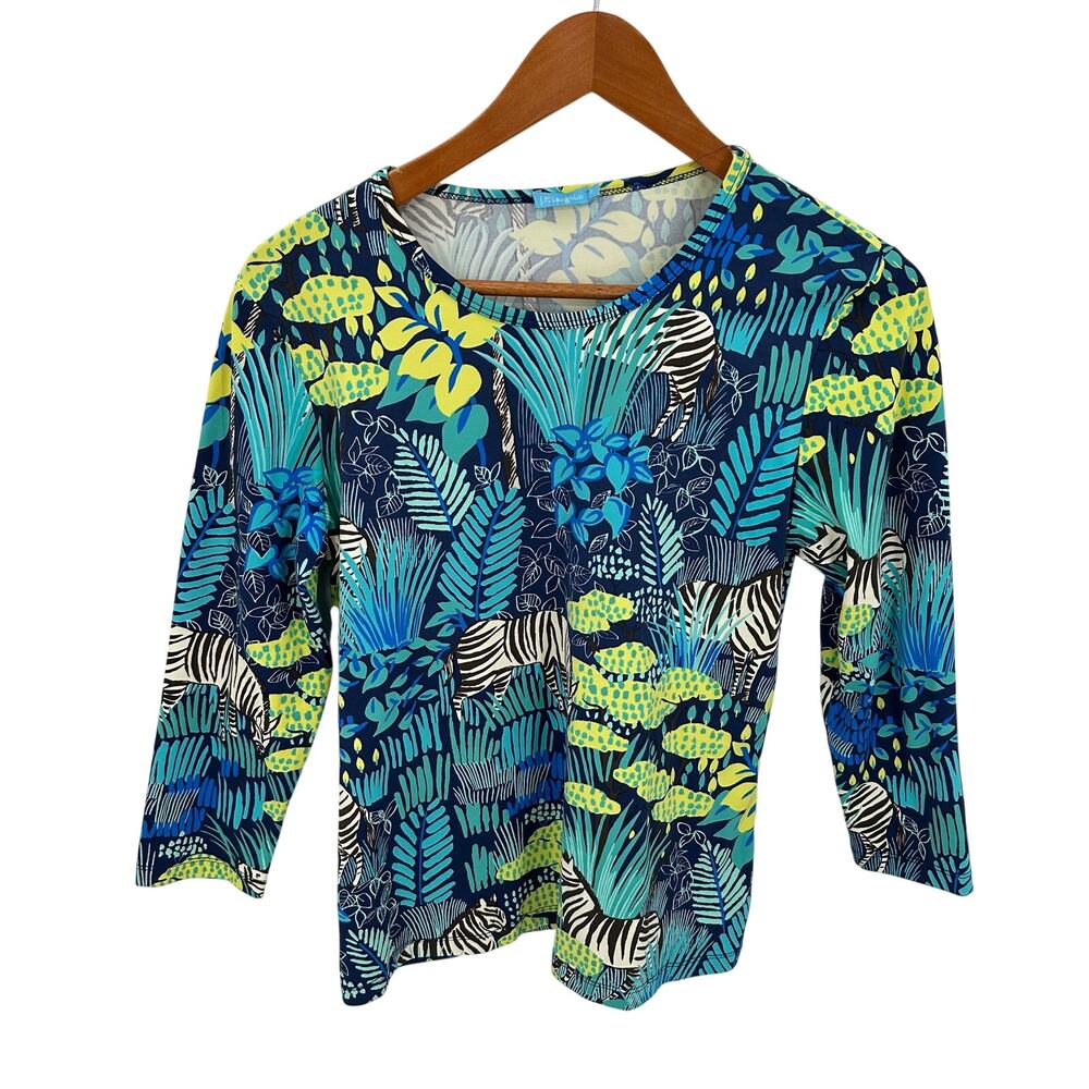 J. McLaughlin Catalina Cloth Zebra Tropical Print Top // M
